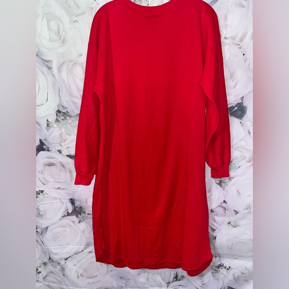 Vintage Christmas Nightgown Sweater Kimberly Laine Cat Red Bell Long Large USA - Picture 4 of 6